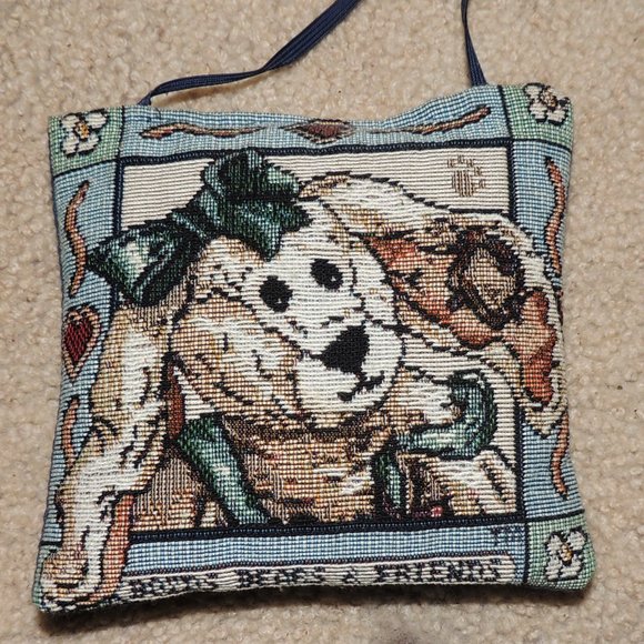 Boyds Bears & Friends Small Tapestry Pillow w/ribbon hanger - Bunny - Picture 1 of 3